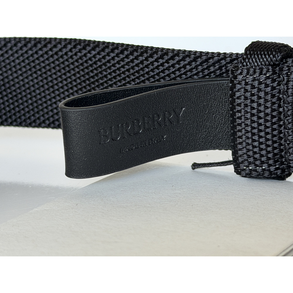 Burberry Silver Metal Buckle Shield Webbing Black Belt 90/36 8087708 IT NWT $490 - Picture 11 of 14
